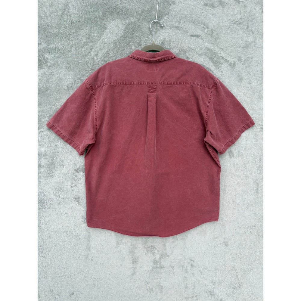 Vintage LL Bean Short Sleeve Button Down Shirt XL Faded Red Cotton Twill Chore - Picture 6 of 7